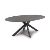 Logan 1800mm Grey Sintered Stone Oval Dining Table - Pendle Village Furniture